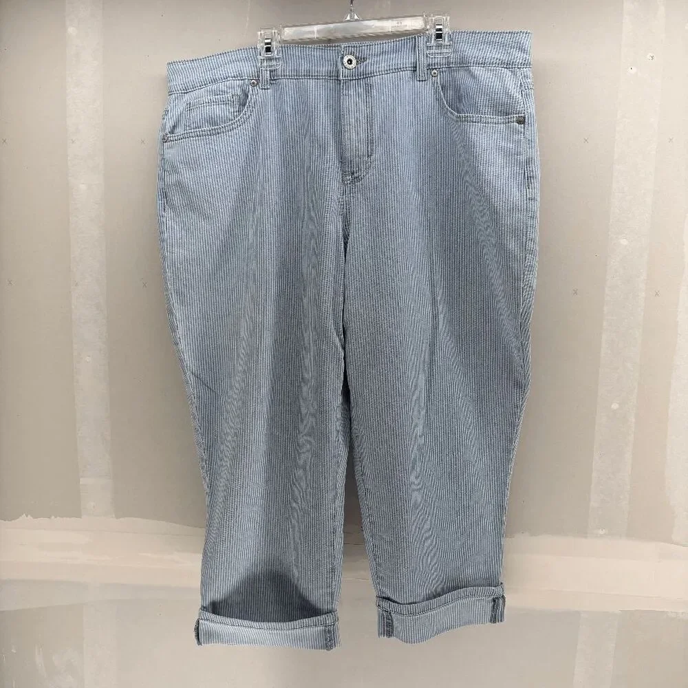 Style & Co. Curvy Capri Striped 5 Pocket Straight Leg Women's‎ 16 EUC
